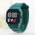 Green astronaut digital sports watch with square LED screen and silicone strap - Dark Green
