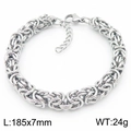Bracelet chaîne byzantine en argent et acier inoxydable, largeur 7mm, longueur 185mm et fermoir - Argent (KB188694-Z) / Argenté