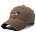 Retro washed cotton baseball cap in dark coffee with FBXS embroidery for outdoor sun protection - Adjustable / Coffee