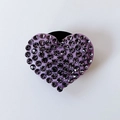 Sparkling purple heart car vent clip with deep purple rhinestones on a white base - Purple