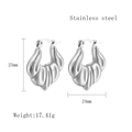 Silver croissant twist hoop earrings in stainless steel measuring 25mm by 24mm - Silver LE3488