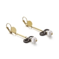 Lange Perlenohrringe mit goldenen Haken und schwarzem Unendlichkeitssymbol für Damen - Gold Schwarz Unendlichkeitsstil (KE86833-KFC)