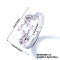 Silver leaf ring with pink and clear crystals, dimensions 2x1.7cm and weight 1.5g - Silver Tone With Pink Zirconia