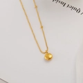 Golden heart butterfly necklace with Lucky engraving on a layered chain link - LUCKY Bean