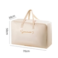 Extra large beige quilt storage bag in thick satin fabric, size 70x50x30cm with handles - Single Layer - Cream Apricot - Extra Large