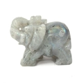 Polished grey labradorite elephant figurine with iridescent sheen and stone texture - White Labradorite / 1.5 Inches