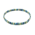Bracciale bohémien con perline Tila turchese, blu navy e oro per lo stile da spiaggia - Stile Patchwork Verde Turchese Navy (TL-B190254C)