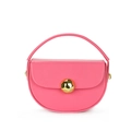 Fashionable pink hard shell mini crossbody handbag with unique golden spherical clasp - Rose Red