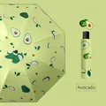 Parapluie pliant avec motif avocat et revêtement noir anti-UV de qualité - Vert Avocat / Manuel