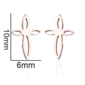 Hollow cross stud earrings in rose gold stainless steel, size 10mm by 6mm - Cross Flower Hollow / Rose Gold