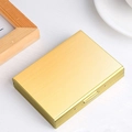 Sleek gold brushed stainless steel business card holder with secure flip cover - 10 Card Slots / Gold
