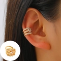 Gold plated multi-layer ear cuff with heart and round zircon stones on a model - Mid KC Gold - Heart Combination Design (12387)