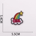 Detail view of colorful rainbow and star embroidery patch with 5.5cm size dimensions - Style 17 GIRL Rainbow