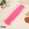Pink high-density macaron chenille stems for DIY crafts bundled with elastic bands - Approx 100Pcs (High Density) / Pink