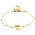 Minimalist gold chain bracelet with a sparkling rhinestone-studded letter D pendant - Letter U Style (KB117718-KLB)