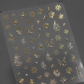 Christmas nail art stickers TL-107 with gold reindeer, snowflakes and tiny rhinestones - Christmas Style (TL-107)