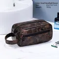 Braune PU-Leder Kulturbeutel für Herren, wasserdichtes Design und 22x11x11cm Größe - Braun Klein