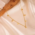 Collana vintage in acciaio al titanio dorato con ciondoli a quadrifoglio e zirconi - Stile Quadrifoglio Strass Quadrato Bianco