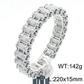 Pulsera de cadena de bicicleta de acero inoxidable plateado para hombre 142g 220x15mm - Color Acero