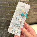 5-piece set of ocean-themed hair clips with glitter starfish, shells, and mermaid tails - 5 Pieces / White Macaron