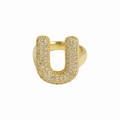 Adjustable 18k gold plated balloon bubble ring featuring a sparkling letter U design - Letter U / Gold