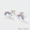 S925 sterling silver rainbow stud earrings featuring colorful gradient cubic zirconia stones - Rainbow Stud Earrings / 925 Silver