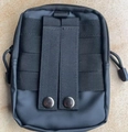 Black nylon tactical waist pack with Molle system and metal snap buttons on rear - Coated Black Waterproof