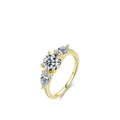 Goldener S925 Sterlingsilber Ring mit rundem und birnenförmigem Zirkonia-Besatz - US-Größe 5 / Gold