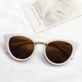 Retro-Katzenaugen-Sonnenbrille mit weißem Rahmen, braunen Gläsern und Goldsteg-Detail - Weiß