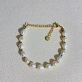 Handmade freshwater pearl bracelet with golden stainless steel beads and adjustable clasp - Baroque Pearl Splice Style 2 / Gold/White