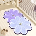 Irregular oil painting floral bath mat with purple gradient non-slip absorbent fabric - Purple Gradient Large Flower / 30*40cm [standard Diatomaceous Earth Wall]