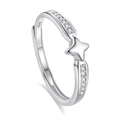 S925 Sterling Silber Ring für Damen mit Sternform, Zirkonia-Besatz und offenem Design - Einstellbar Offen / Damenstil