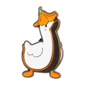 Broche en émail canard blanc mignon avec chapeau à fleurs orange en alliage de métal - Oie Blanche avec Chapeau à Fleurs (xz6711)