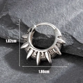 Pendientes punk de herradura en acero plateado con púas afiladas y acabado con textura - Estilo de Círculo con Púas (S392)
