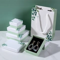 Green eucalyptus floral jewelry box set with resin heart earrings on marble surface - Eucalyptus (5x5x3cm with Sponge)