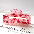 8.3cm rectangle acetate hair claw clip with pink marble floral pattern and metal spring - 7# Pink Red Marble