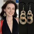 Golden multi-layer nested round hollow earrings with layered wrap tassel design for women - Ear Hook - Three-Layer Spiral Loop Style / Gold