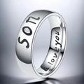 Bague en acier inoxydable argenté avec gravures 'Son' et 'I love you' sentimentales - Taille 7 / Style Gravé 'SON' / Argent