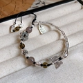 Ethnic style beaded bracelet with Shoushan agate stones and silver Fu character charm - 51# Silver Butterfly Vintage Tag Style