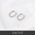 Sleek silver stainless steel oval hoop earrings 3.0x17x27 mm size with clip-on clasp - 3*16*24mm / Steel