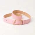 Chic pink PU leather belt for women with a gold-tone diamond shaped metal buckle - Pink