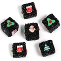 Ciondoli a cubo con perline nere scintillanti e motivi natalizi di pupazzi di neve e alberi - Stile Natalizio-11 (Perline Nere/Calza) / 21mm / Stile di Natale 11
