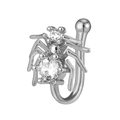 Silver spider non-pierced U-shaped nose clip with sparkling cubic zirconia crystals - Silver Spider