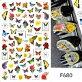 F680 nail art stickers featuring vintage butterflies and floral rose patterns - Pink Purple Floral And Butterfly (F680)