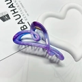 Purple and blue marble pattern heart-shaped shark hair claw clip for women - Heart Shape 12cm-Purple