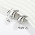 Minimalist silver brass teardrop stud earrings with high-polish finish, 19mm size - Small Silver (19mm*11mm)