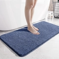 Absorbent blue rectangular bath mat with soft velvet texture for bathroom safety - 50*80cm / Blue