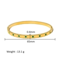 18K gold plated bangle with green zircon stones featuring dimensions and 13.1g weight - Green Round Zirconia Style (HF-B5177-G)