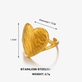 Anillo de corazón en acero inoxidable chapado en oro 18K con textura martillada - Anillo de Corazón / Dorado