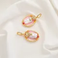 Monet oil painting style hand-painted pink flower pearl pendant with gold palm tree - Style 26 Pink Base Palm Tree Shell Pendant